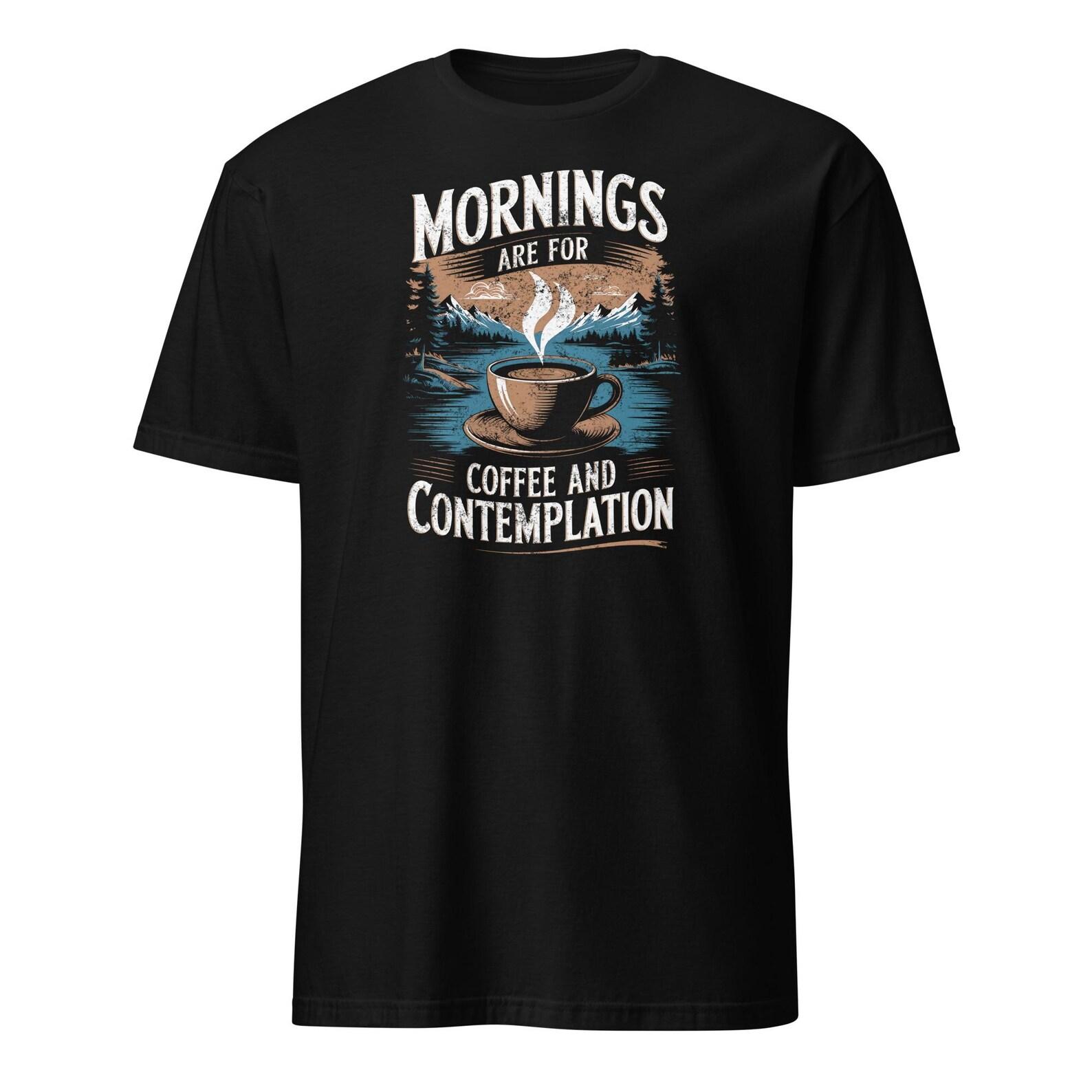 Coffee and Contemplation Shirt, Mountain Scene, Nature Lover Tee 2XL