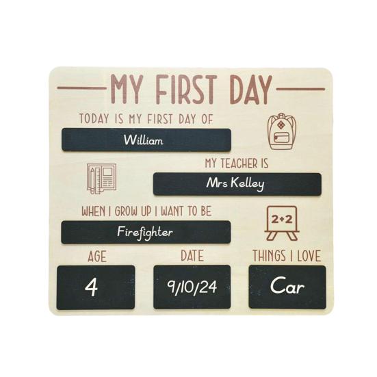 First Day of School Board Dry Erase Reusable Back to School Wooden Commemorative Sign Decoration Preschool Kindergarten Students Souvenir Gift