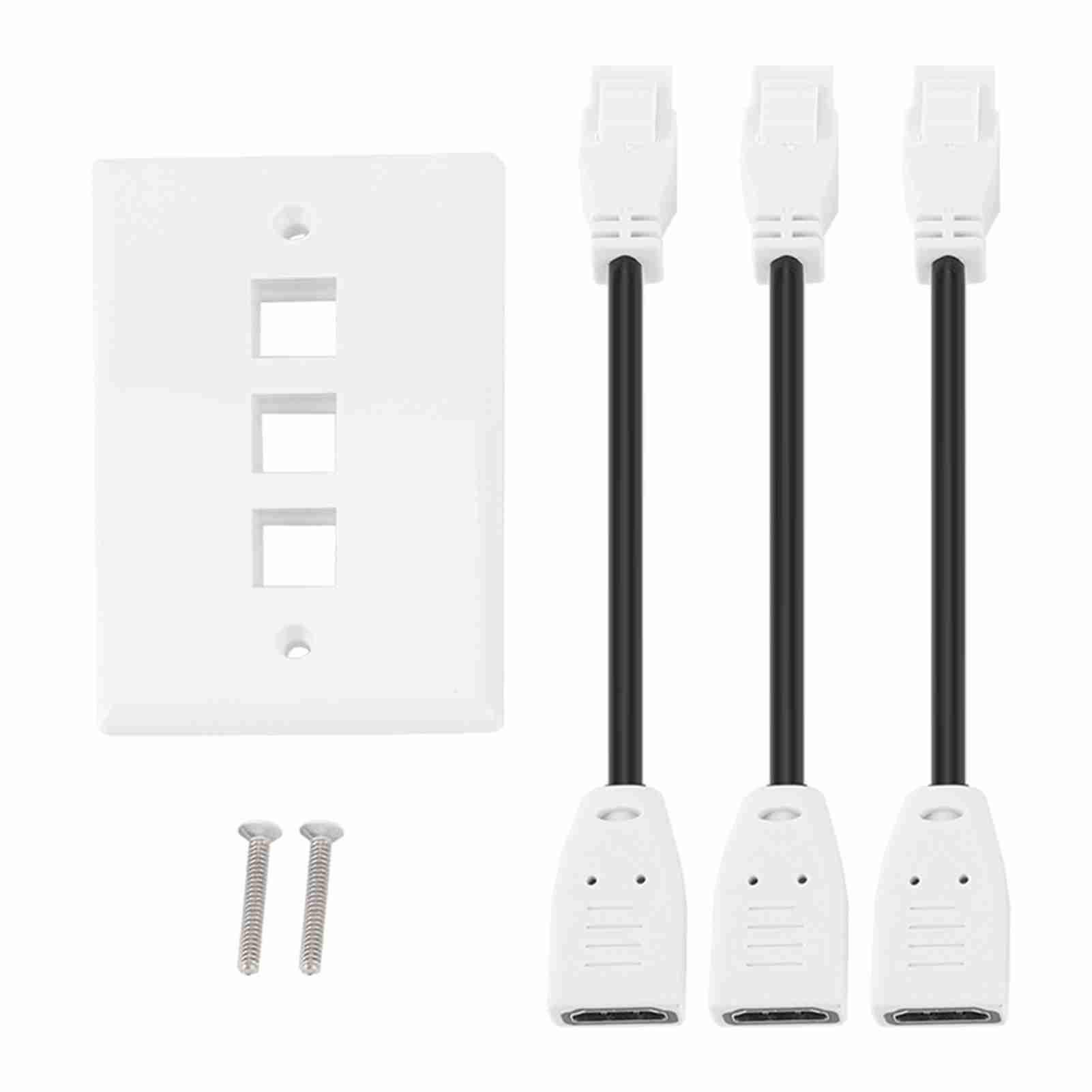 

HDMI Coupler Cover o Video HDTV Wall Plate Panel With Cable (3 HDMI)