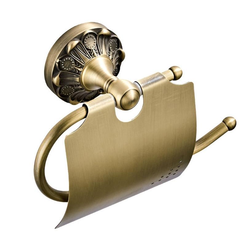 European Brushed Toilet Paper Holder Wall Mounted Space Saving Retros Gold Decorative Bathroom Accessories