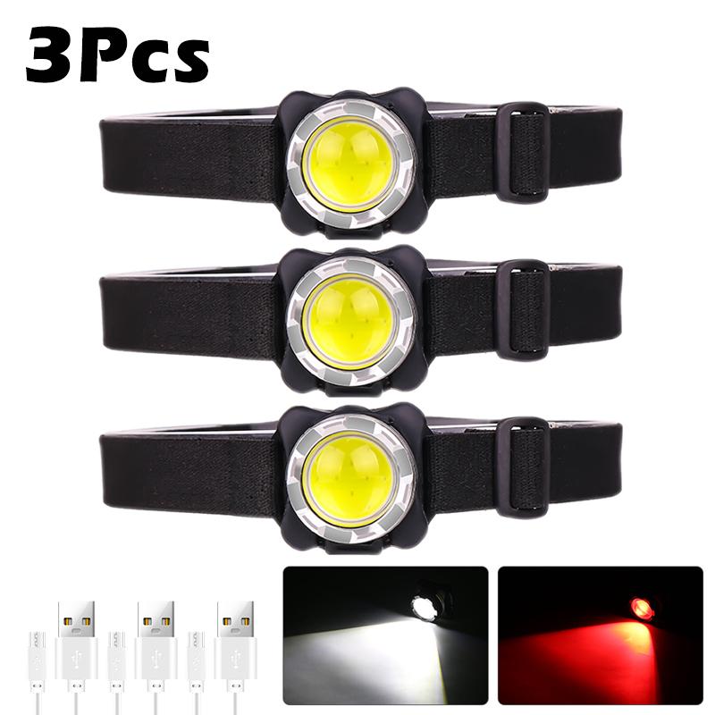 COBLED Headlight Built-in 1200mah Battery USB Rechargeable Outdoor Portable Torch Headlamp Waterproof Fishing Camping Light
