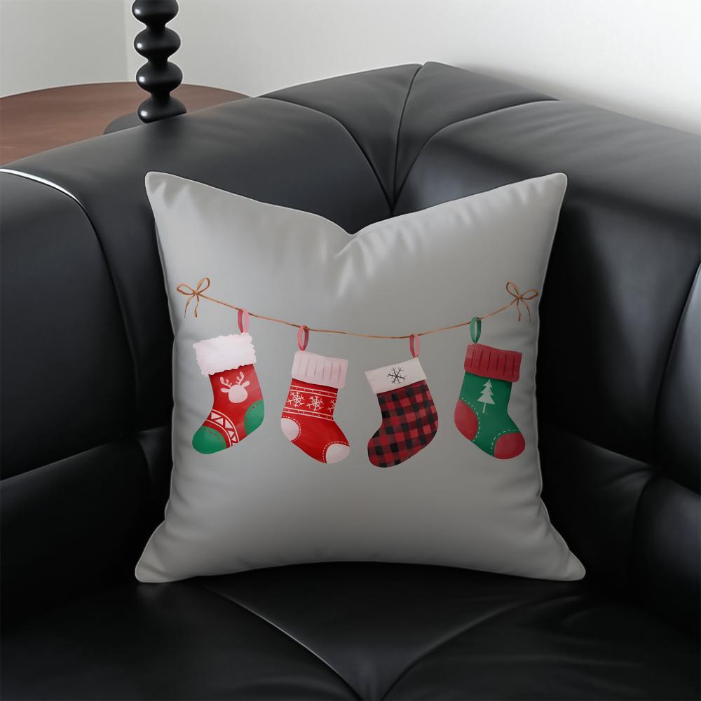 CChristmas Stocking Cushion Cover Pillow Case Antidustmite Invisible zipper silky plush cushion