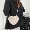 Solid Shoulder Crossbody Bag PU Leather Heart Shape Handbag for Daily Activity