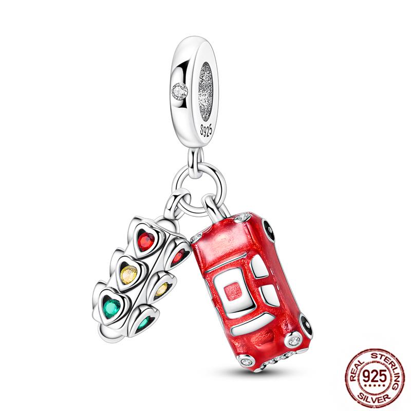 Copper Loveheart Charms Beads Cute Cat Panda Poker Phone Charm Pendant Fit Original Bracelet Diy Jewelry Women Gift