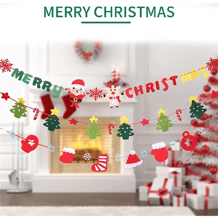 Functional Christmas Garlands Banners Seasonal Santa Letter Patterned Christmas Bunting for Home and Office Decoration