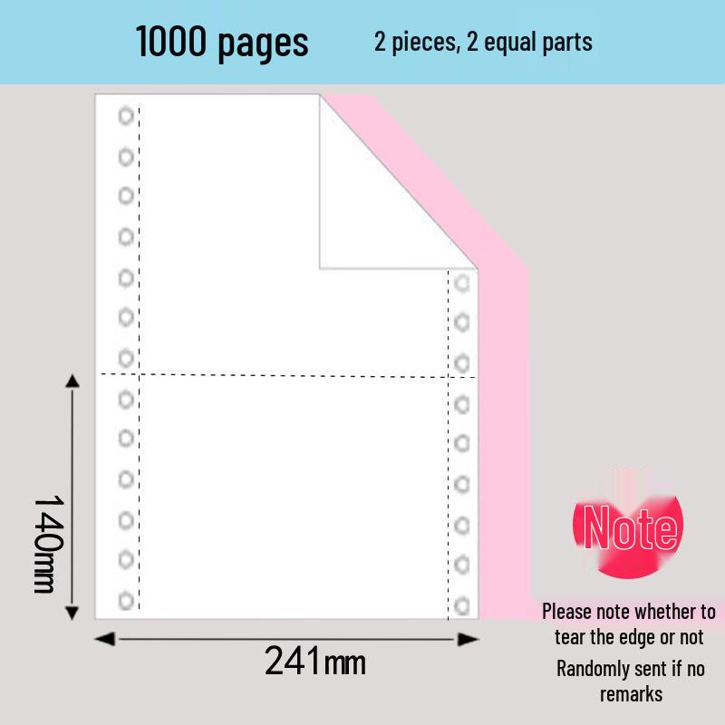 1000 Pages Multi-Part Continuous Computer Form Paper (241-pin, 2-6 Parts)