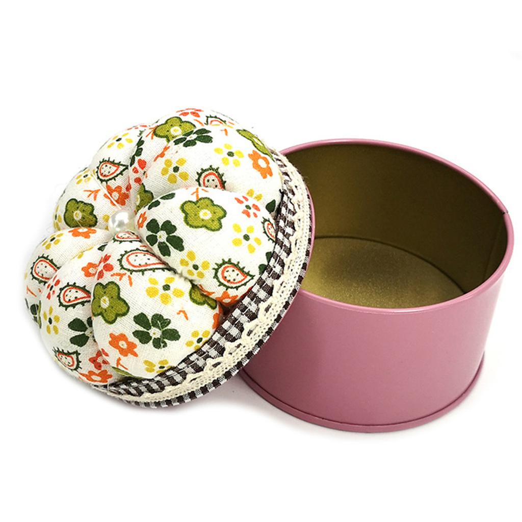 Flower Pin Cushion with Metal Storage Box Sewing Pin Holder for Sewing Thread Quilting Pin and Crafting Accessories