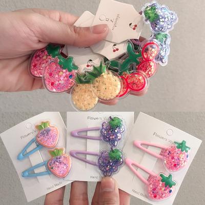 2 Stück Frucht Treibsand BB Cartoon Clips Kinder Haarspangen Kinder Kopfschmuck Baby Clips Kopfschmuck Elastische Haarbänder Mädchen Accessoires