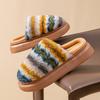 Modische Baumwollpantoffeln mit dicker Sohle Herbst und Winter Indoor Zuhause Fleece warm Paar welliges Plaid Plüschpantoffeln