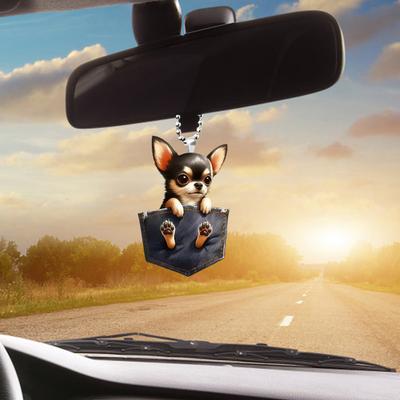 Urocza akrylowa ozdoba wisiorek do samochodu psa dekoracja do zawieszenia na lusterku wstecznym do samochodu dekoracja choinki