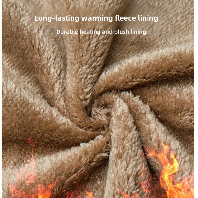 Men's Jacket Autumn Winter Fleece Loose Casual Windproof Waterproof Mountain Style Retro Middle-aged Men's Hooded Coat Jacket