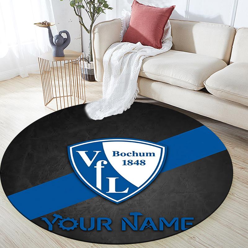 Custom Name VfL Bochum Round Area Rug,Carpet Rug for Living Room Bedroom Sofa Playroom Decor,Non-slip Floor Mat