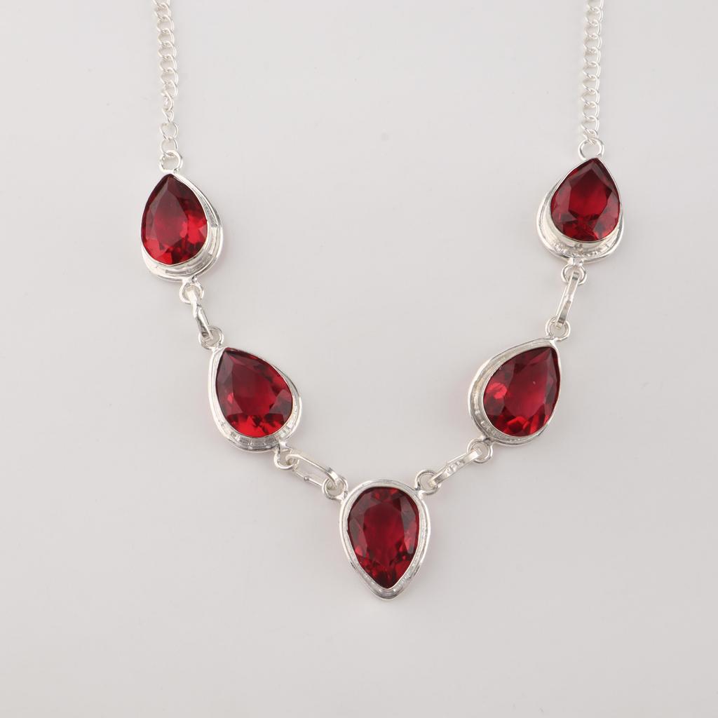 Rosa Rubellit Edelstein Silber Halskette 925 Sterling Silber Handgefertigter Silberschmuck Für Frauen RN-1-9