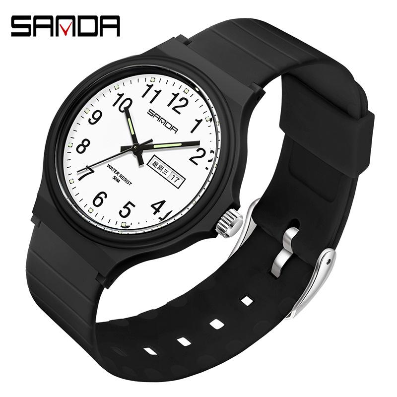SANDA Electronic Quartz Analogue Double Calendar Waterproof Electronic Watch