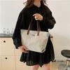 Stylish Large Capacity Tote Bag For Women 2024 New Color Block Canvas Shoulder Bag
