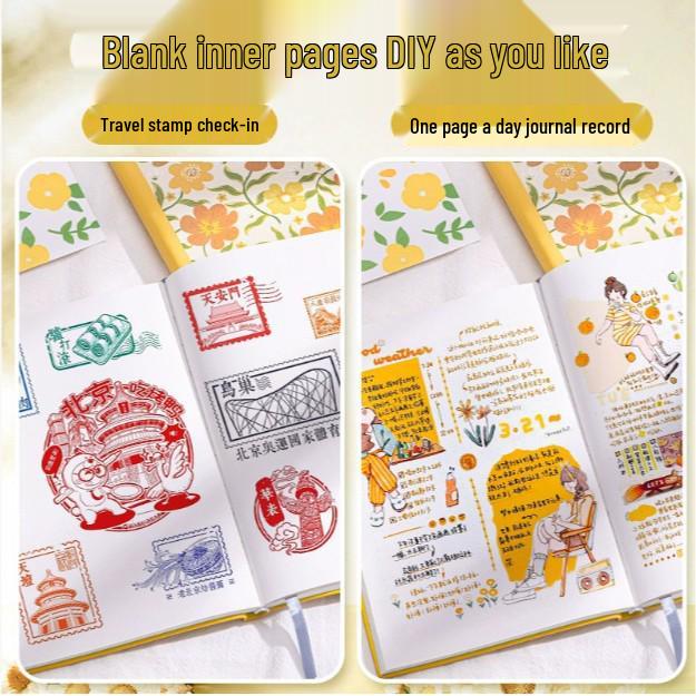 A5 Retro Travel Stamp & Art Planner Notebook for Students