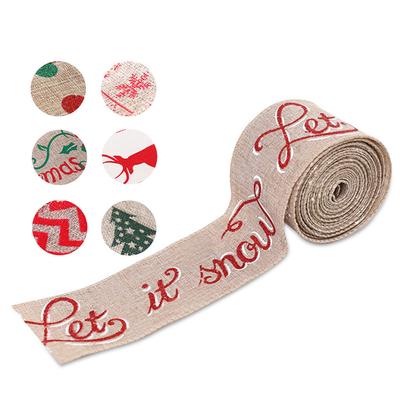 Christmas Ribbon Gift Wrapping Burlap Fabric Ribbon DIY Linen Xmas Tree Present Packaging Accessory
