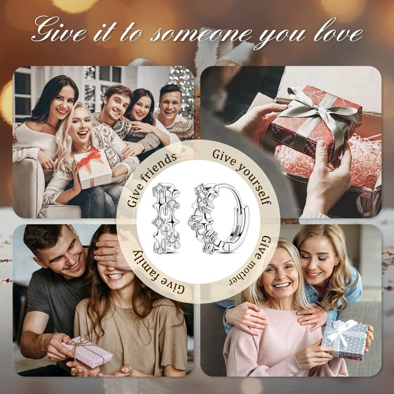 Classic Copper Original Hoop Earrings Woman'S White Zircon Stones Stars Earrings Jewelry Accessory Fine Valentine Day Gift