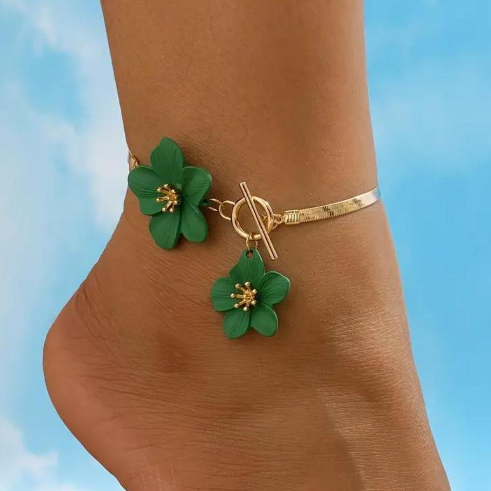Elegant White Flower Anklet for Women Dainty Boho Beach Foot Jewelry