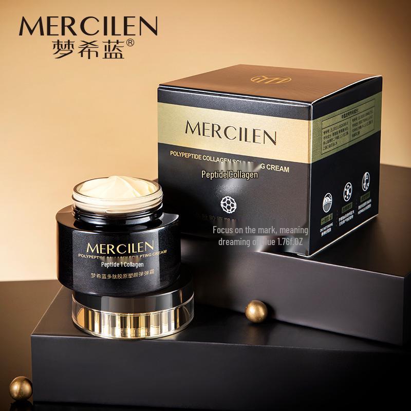 Crema Elástica de Polipéptidos y Colágeno Mengxi Lan 50g - Cuidado Facial Reafirmante y Lifting para Disminuir las Líneas de Expresión.