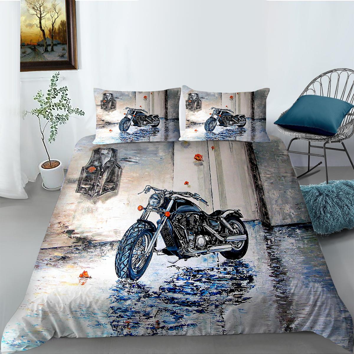 

Мотоциклетный комплект пододеяльников для мужчин и мальчиков, королевский размер, постельное белье, пододеяльник, роскошное домашнее постельное белье, дышащее постельное белье AU Single 140x210cm