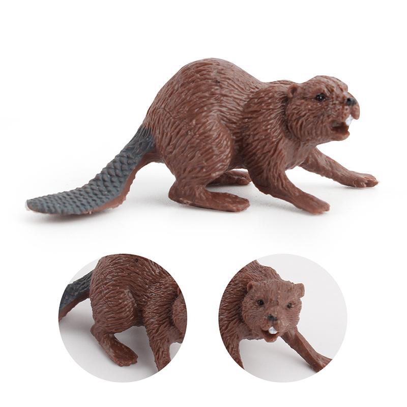 Children'S Fun Simulation Wild Forest Animals Mini Beaver Model Science And Education Cognition Static Solid Ornament Toy