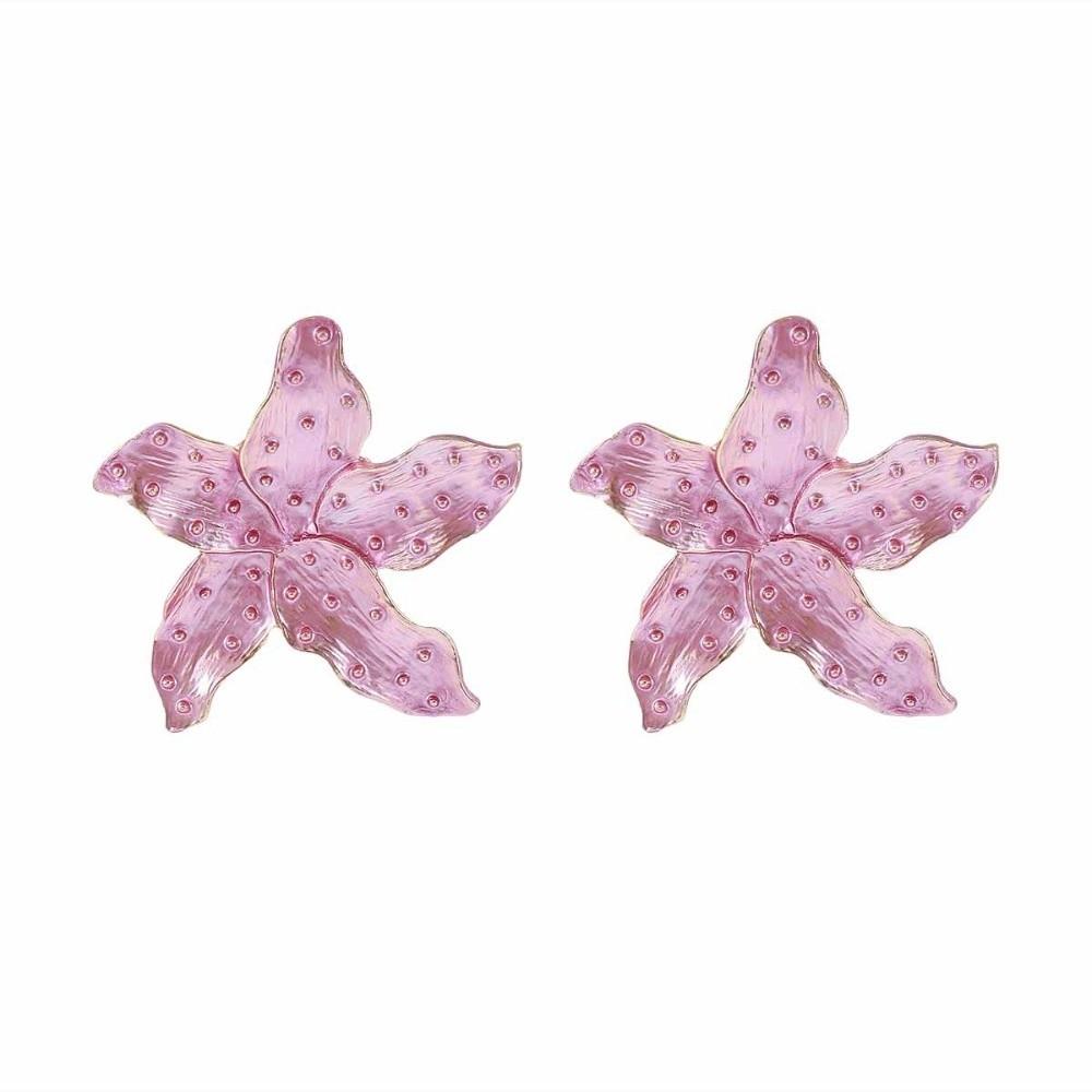 

Fairy Enamel Earrings Luxury Ear Studs Fashionable Large Flower Earrings Girls рожевий