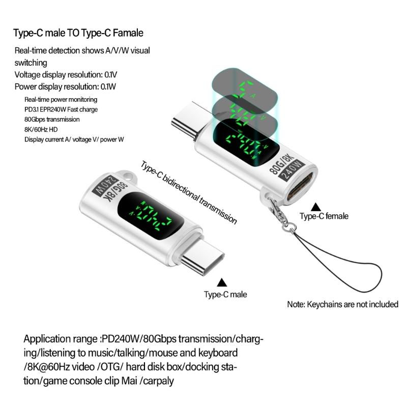Typ C Digitalanzeige Adapter 240W Unterstützt 8K Videoübertragung Für Verbessert Datenübertragung & Sicheres Ladeerlebnis