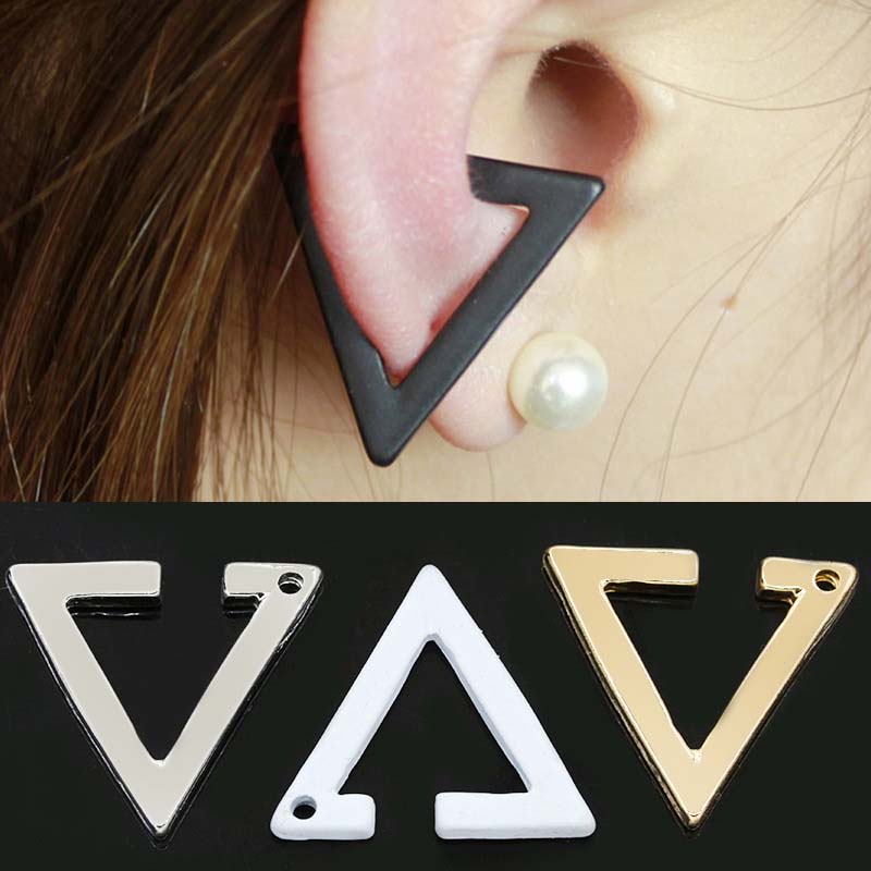 Punk Metal Triangle Ear Clip Earrings for Women Men Fashion Gold Color Geometric No Piercing Ear Buckle Clip On Earring Jewelry
