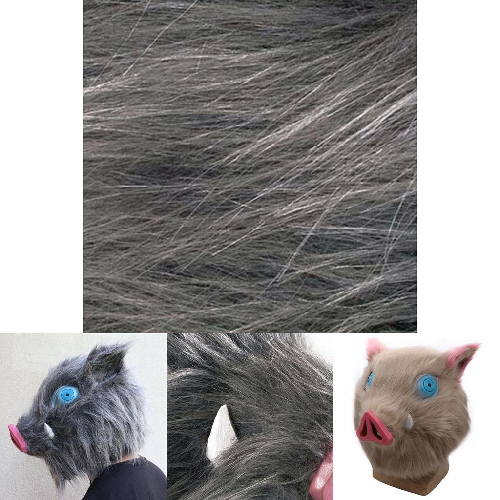 Unique Dark Gray And Beige Demon Slayer Kimetsu No Yaiba Hashibira Inosuke Pig Cosplay Mask For Adult Wear