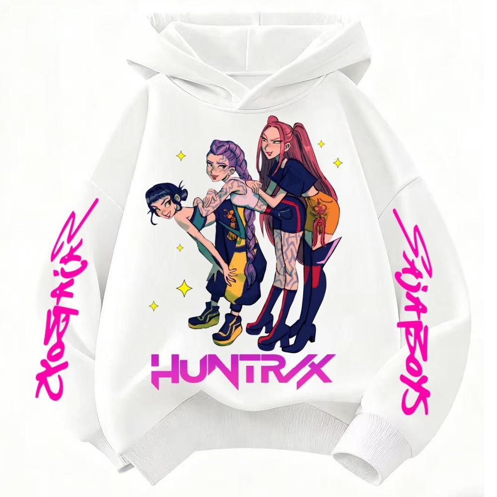 KPop Łowcy Demonów Dziecięca Bluza z Kapturem Kreskówka Fajny Unisex Pulower Dla Chłopców Dziewczynek Sweter w Stylu Casual