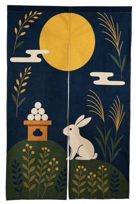 Noren 130cm Designed for the Full and Full Featuring Rabbits and Featuring a Nordic and Japanese and with Tension Perfect for Room Dressing and