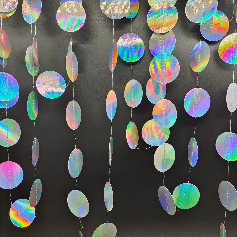 Decorazione da parete con ciondolo a forma di fiore di carta rotondo, fantasia disco, striscia 4m of round garland, about 33 round pieces
