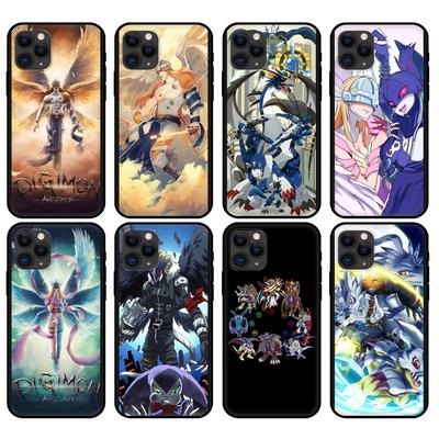 Czarne etui TPU na iPhone 5 5s se 2020 6 6s 7 8 plus x 10 XR XS 11 12 mini pro MAX tylna okładka Japońskie Anime Digimon