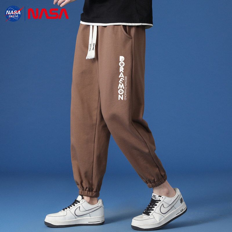 NASA Joint-Name Men's Sweatpants Summer Ice Silk Thin New Sports Men's Pants Spring and Autumn Capri Casual Trousers