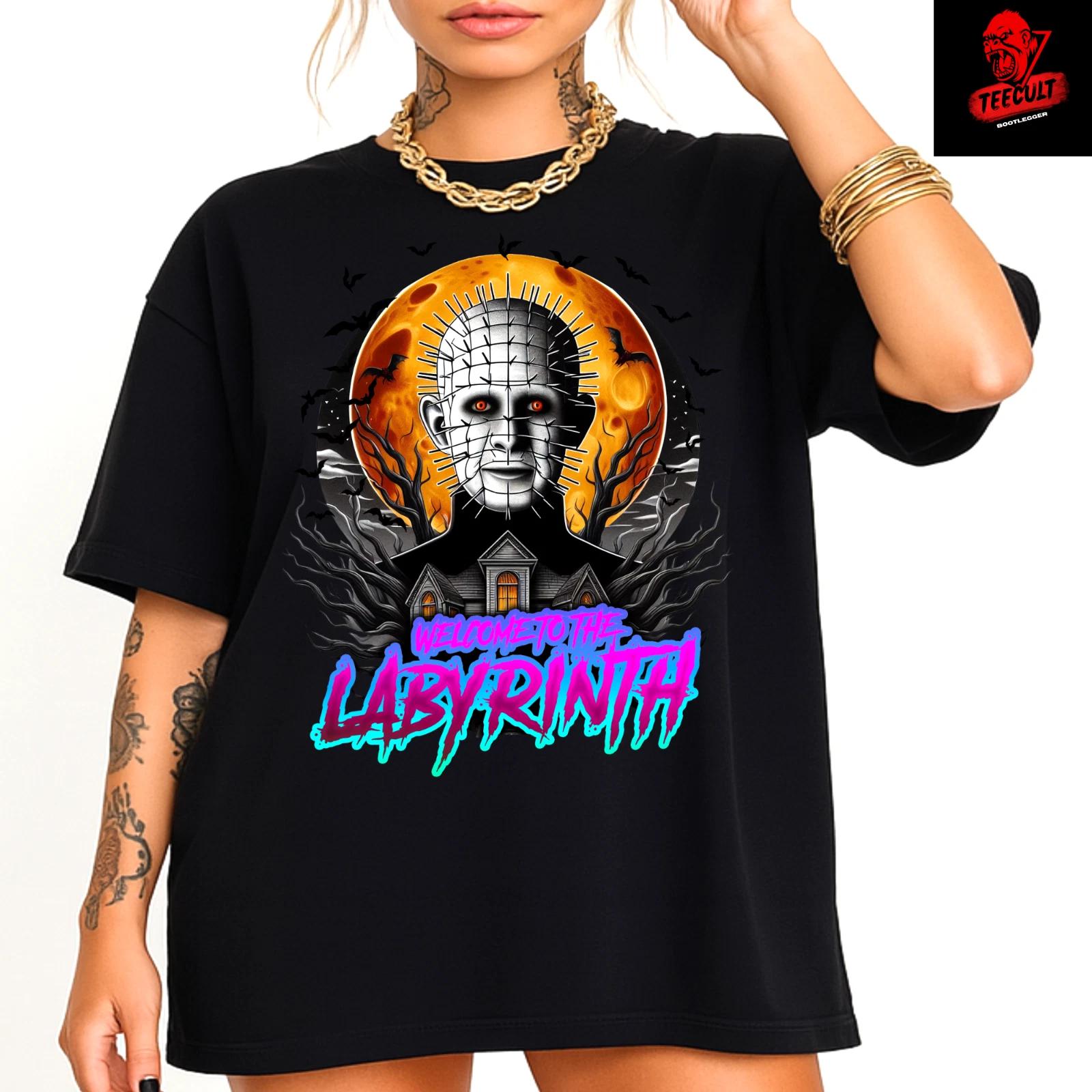 Men s and Women s T-shirts Pinhead Welcome to The Labyrinth Horror Villain Unisex Cotton S