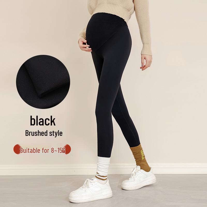 Maternityleggings i stora storlekar: Smalnande Höst/Vinter Byxor med Hajmage-stöd och Sammet