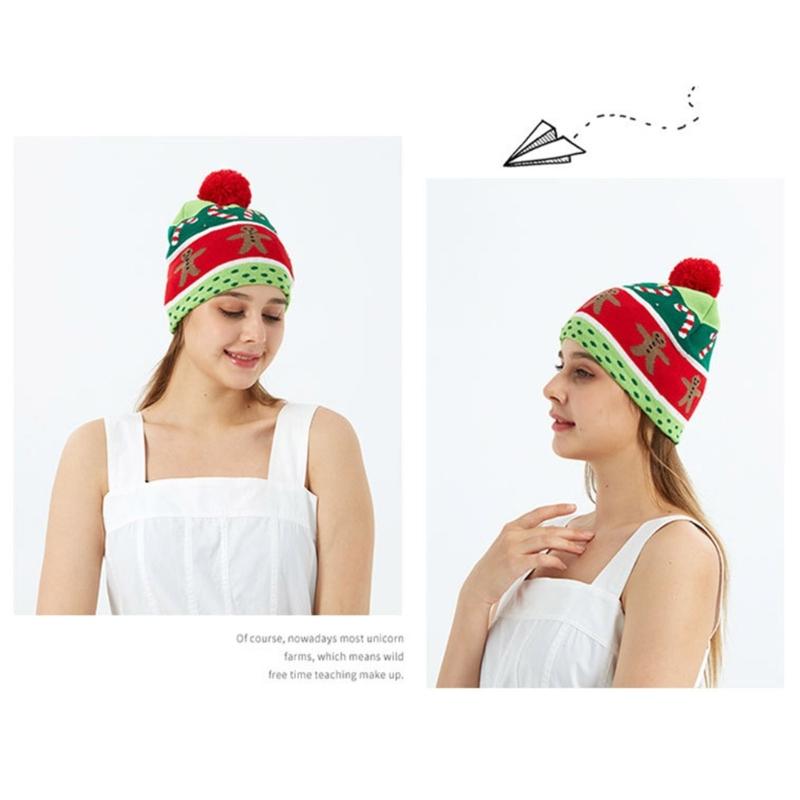 Svítící Santa čepice a šála sada Stylová vánoční pokrývka hlavy Slavnostní vánoční doplňky pro děti a dospělé
