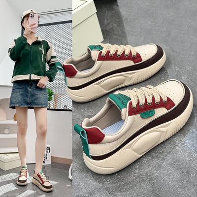 Women's Fashion Platform Sneakers Comfortable Casual Skateboarding Walking Shoes Faux Leather Running Shoes Lightweight Flat Sports Shoes for Women