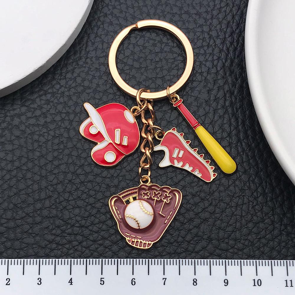 Bold Red Drip Oil Baseball Glove & Shoe Keychain - Sporty Bag Pendant for Men & Women