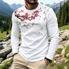 T-shirt à manches longues Prunier à l'encre Homme Estampe Paysage Vintage Décontracté Couche de base Mode Streetwear Haut