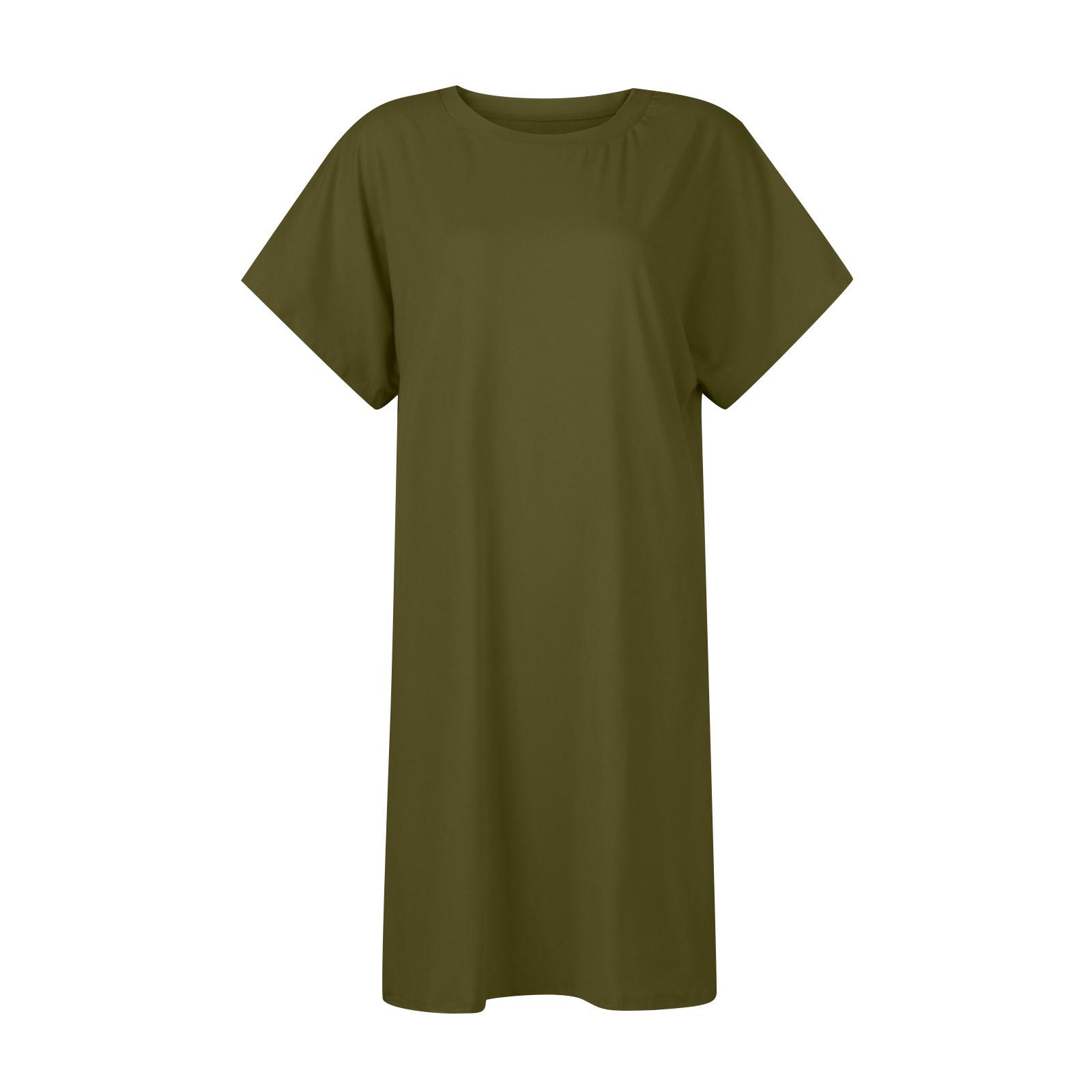 Модное женское повседневное свободное платье с круглым вырезом — фото 4