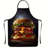 Hamburger Print Polyester Apron  Realistic Burger Design Sleeveless Bib, Durable & Easy Clean for Cooking,Grilling & Kitchen Use