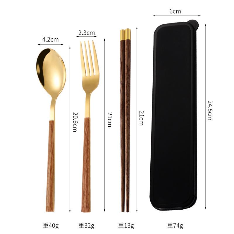 3-teiliges tragbares Besteckset aus Edelstahl, Löffel, Gabel, Stäbchen, für Studenten, Reisen, koreanisches tragbares Besteckset, Küchenzubehör