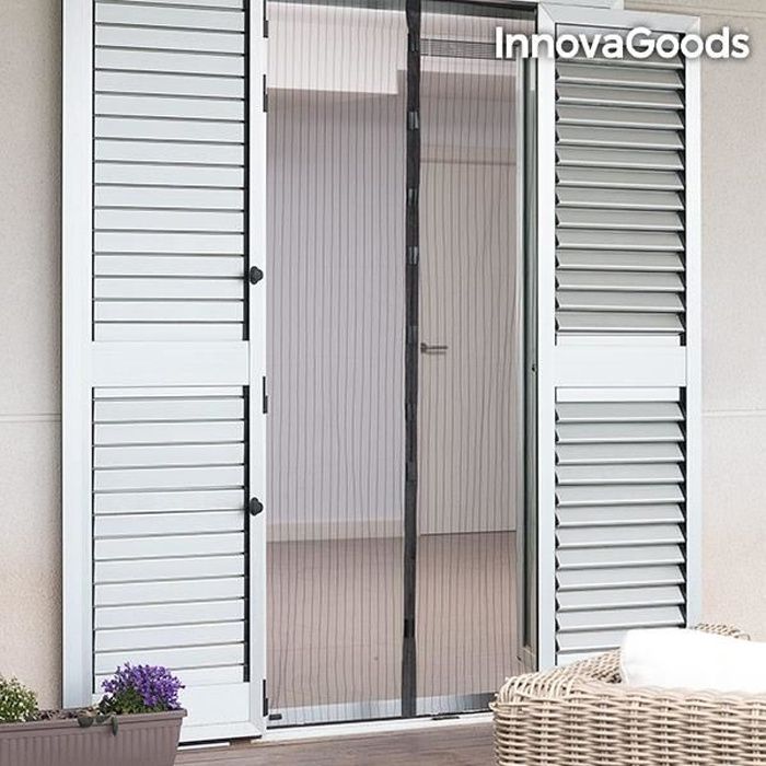 Verstellbare magnetische Fliegengittertür - Schwarz - Magnetischer Mittelverschluss - Maße 49,5 x 209 cm schwarz