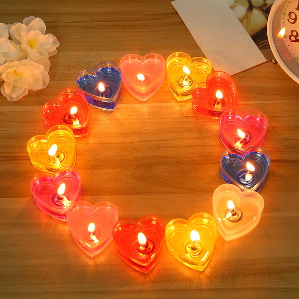 Pack of 10 Cake Candle Decorative Anniversary Prop Plastics Heart Shape Wedding Supplies Tealight Ornaments Birthday Candles
