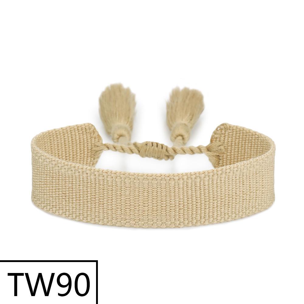 Handmade Bohemian Embroidered Logo Tassel Bracelet - Ethnic Style Friendship Band