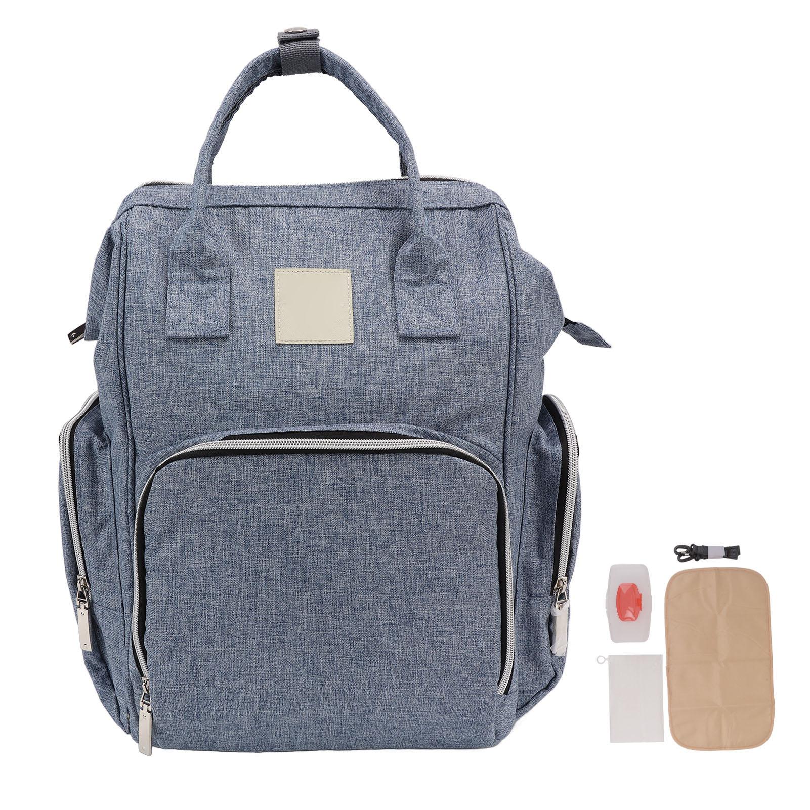 

Diaper Backpack Large Capacity Waterproof Multi Pockets Travel Mummy Bag with Hanging Straps Red джинсовий синього кольору