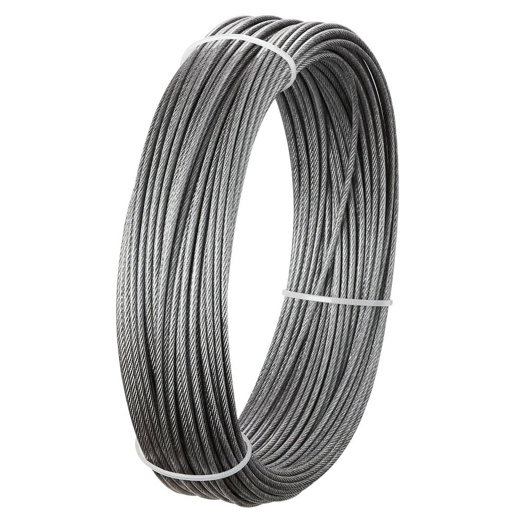 2 mm Wire Rope Kit, 35.1 m Length, 304 Stainless Steel Wire Cable, 2 kN Breaking Strength, 7 x 7 Strands Construction, Steel Cable for Deck Railing