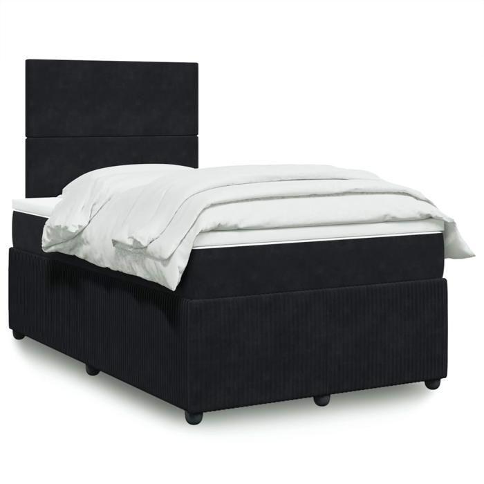 VidaXL Slatted Bed Base with Mattress Black 120x190 Cm Velvet 3294582